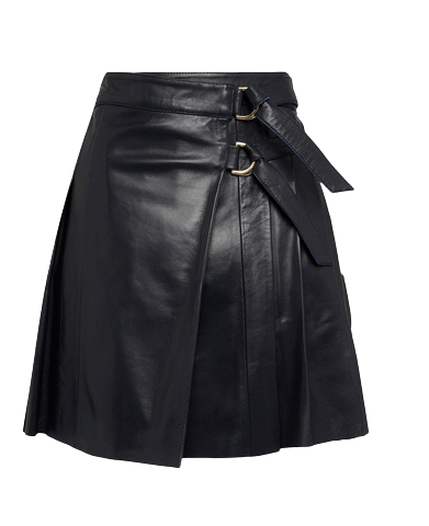 Ladies Black Leather Kilt Skirt