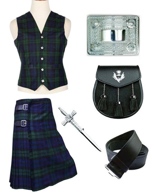 Custom Made Black Watch Kilt Outfit | 6 Pcs
