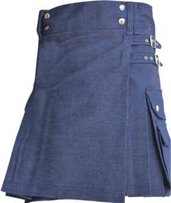 Blue Denim Kilt Skirt