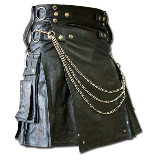 Gothic Leather Kilt With Chains