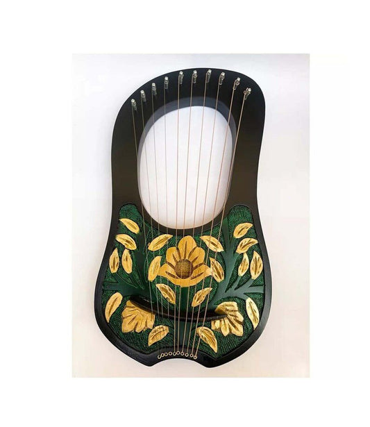 Rosewood Flower Design Lyre Harp