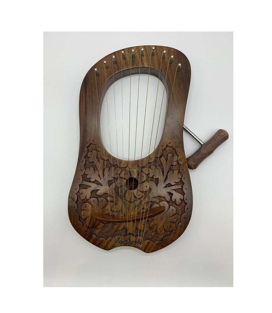 Rosewood 10 Strings Flower Design Lyre Harp