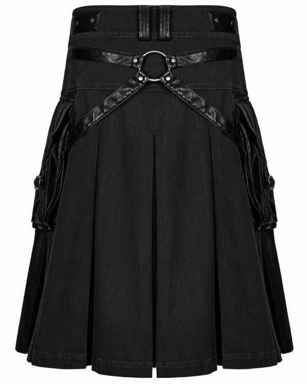 Black Stylish Men’s Gothic Fashion with Leather Pockets