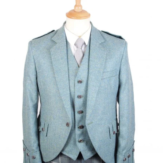 Lovat Blue Tweed Wool Argyle Kilt Jacket