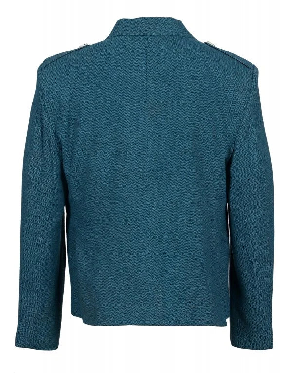 Blue Tweed Wool Argyle Kilt Jacket