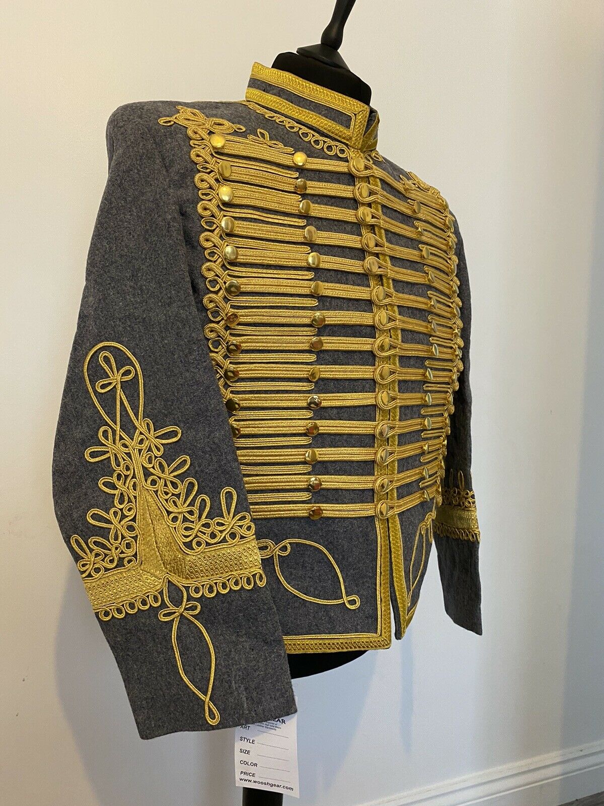 Gray Napoleonic Military Jimmie Hendrix Hussar Jacket For Sale