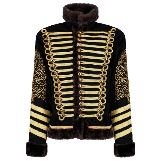 New Black Napoleonic Military Hussar Fur Jacket