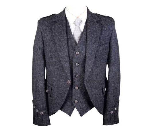 Dark Gray Tweed Argyle Kilt Jacket
