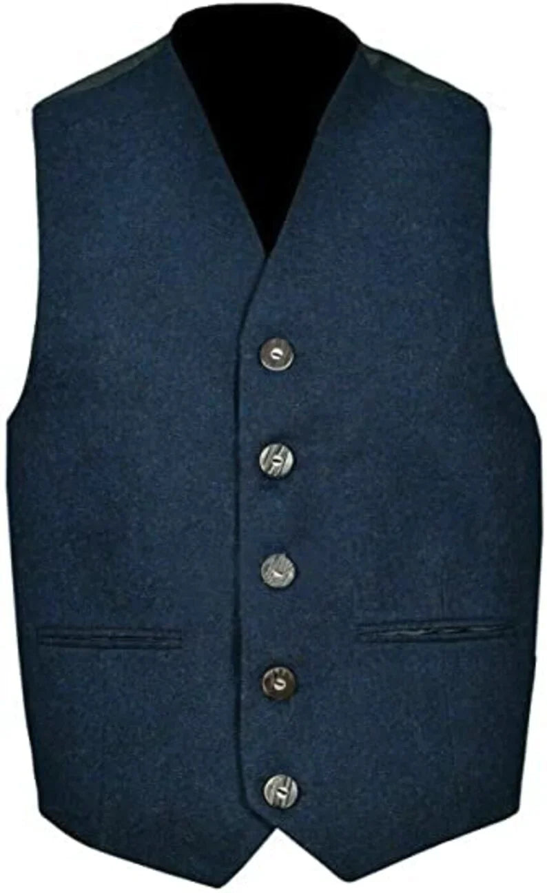 Blue Wool Argyle Kilt Jacket