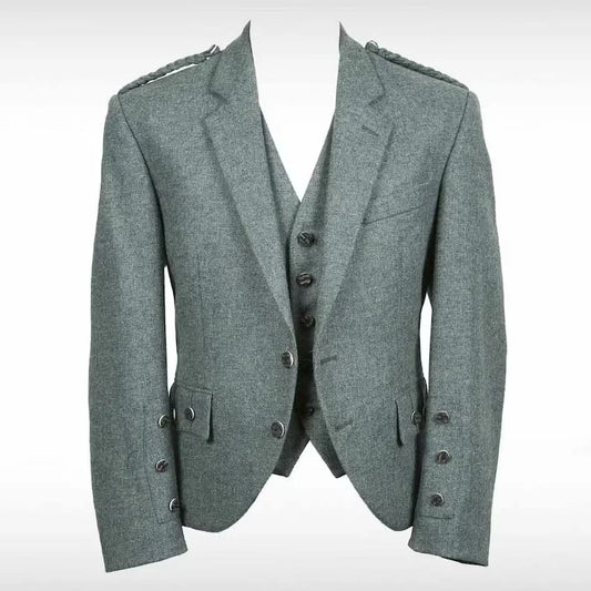 Light Green Tweed Argyle Kilt Jacket