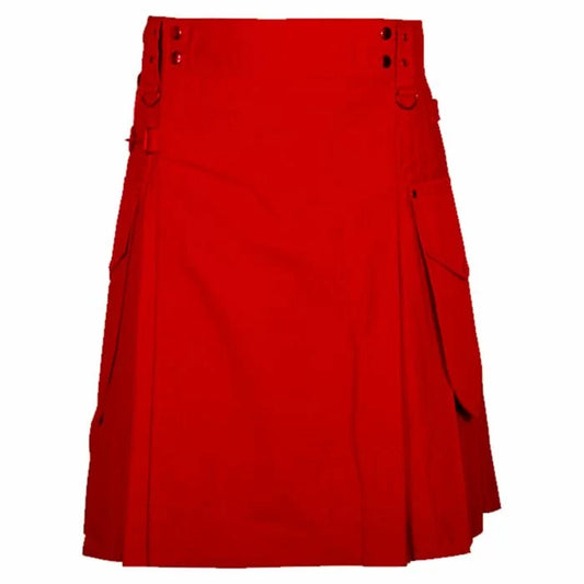 Scottish Men's Made to Measure Handmade Red Utility Kilt For Men
