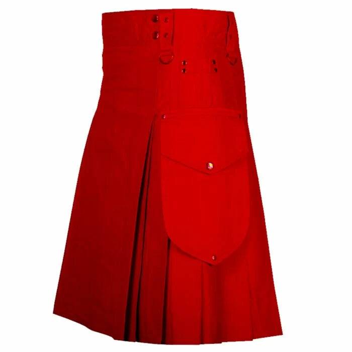 Scottish Men's Made to Measure Handmade Red Utility Kilt For Men