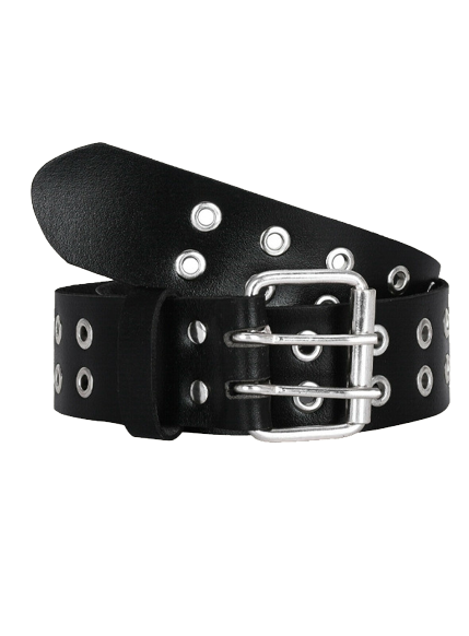 Dual Prong Black Leather kilt belt