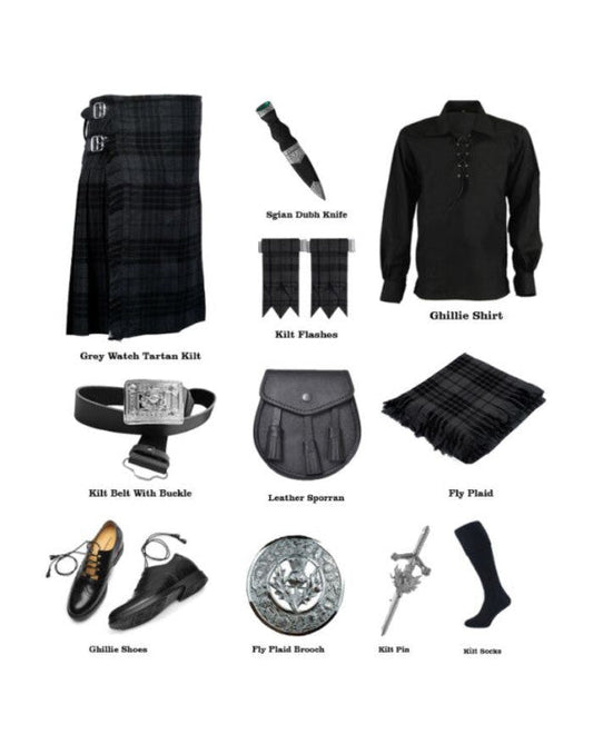 Grey Watch Tartan Kilt Outfit Package