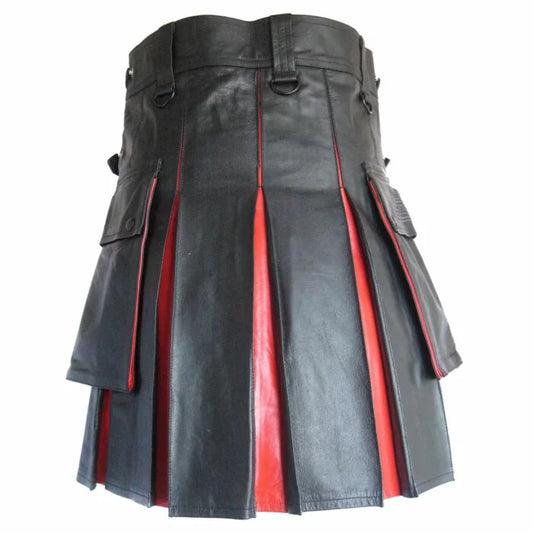 Leather Black and Red Hybrid Kilt