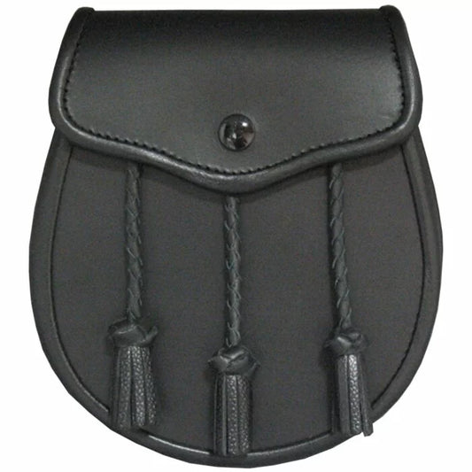 Black Plain Leather Sporran