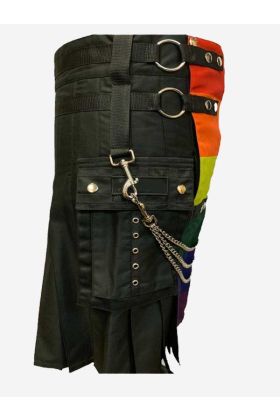 LQBT Rainbow Pride Kilt with Chain