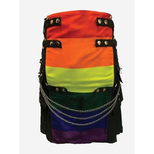 LQBT Rainbow Pride Kilt with Chain