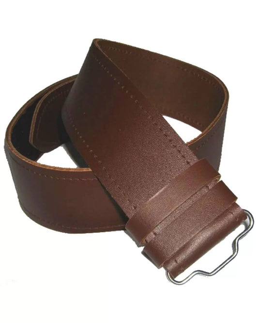 Plain Brown Leather Kilt Belt