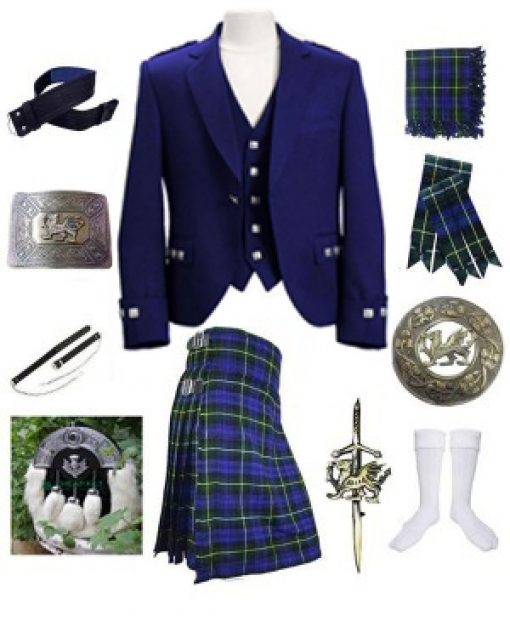 Blue Argyll Kilt Jacket Outfit – 11 pcs
