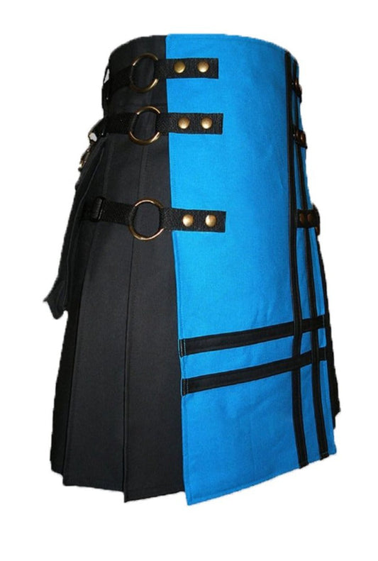 Turquoise Cross Fashion Kilt With Blue Front Apron