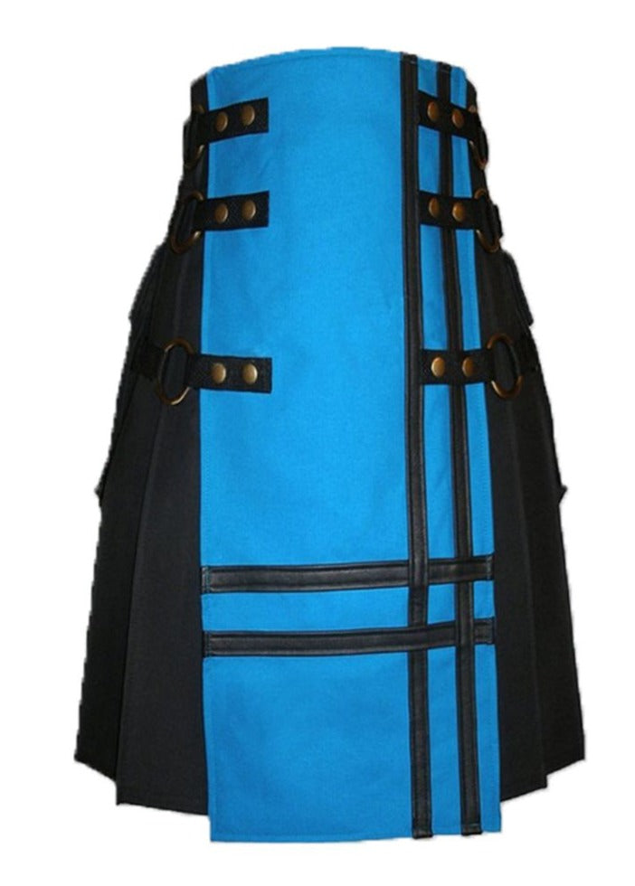 Turquoise Cross Fashion Kilt With Blue Front Apron