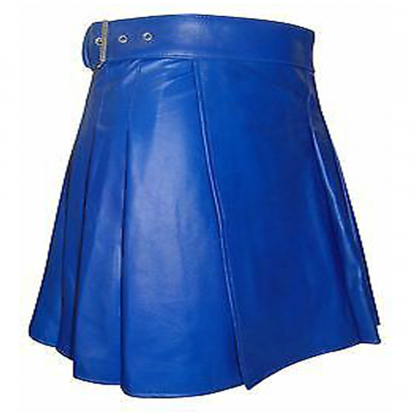Women Blue leather utility kilt