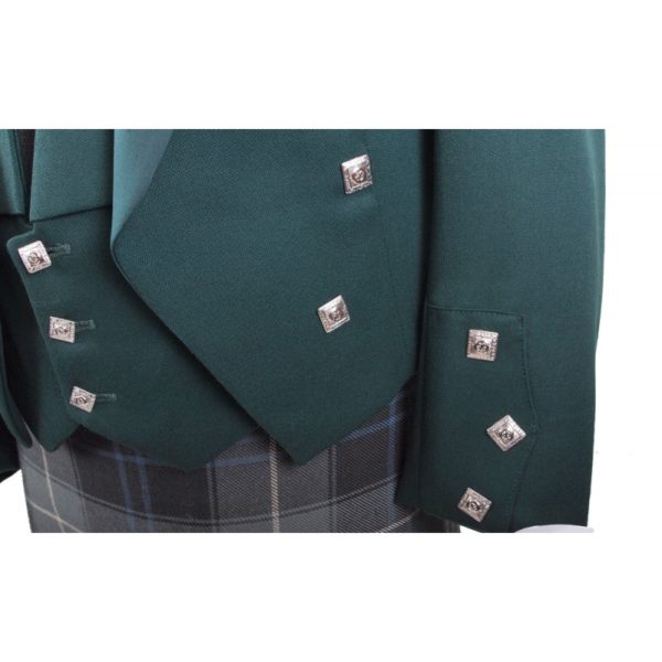 Green Wool Prince Charlie Kilt Jacket With Vest