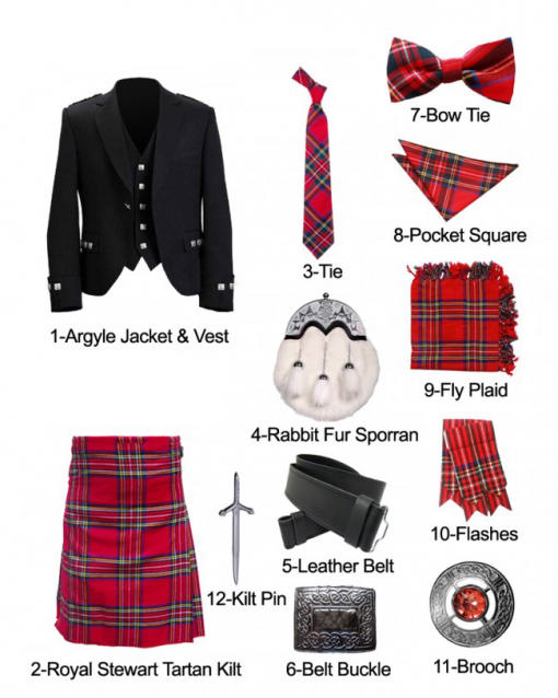 Royal Stewart Tartan Outfit – 12 pcs
